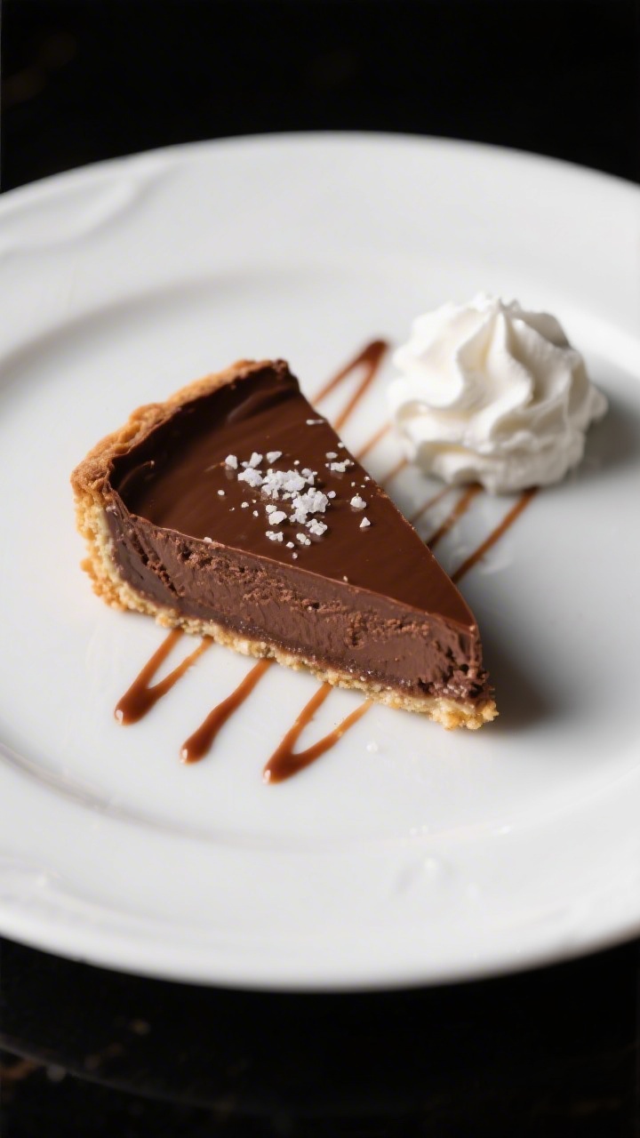 Final dish presentation: Restaurant-quality plated slice on a white rimmed dessert plate, with a thi