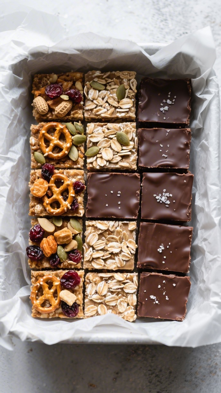 Tasty top view: Flat-lay of a storage scene with parchment-lined container filled with evenly cut ba