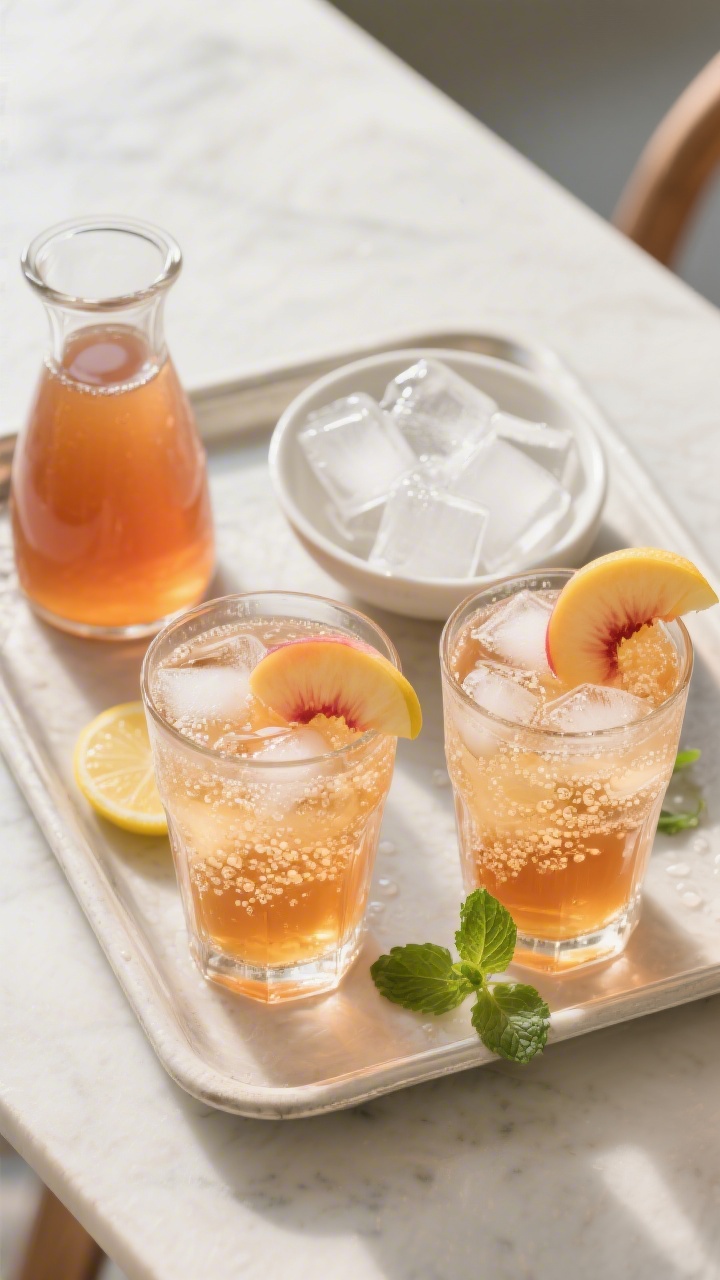 Tasty top view — spritzy variation for serving: Overhead shot of a tray with two highball glasses