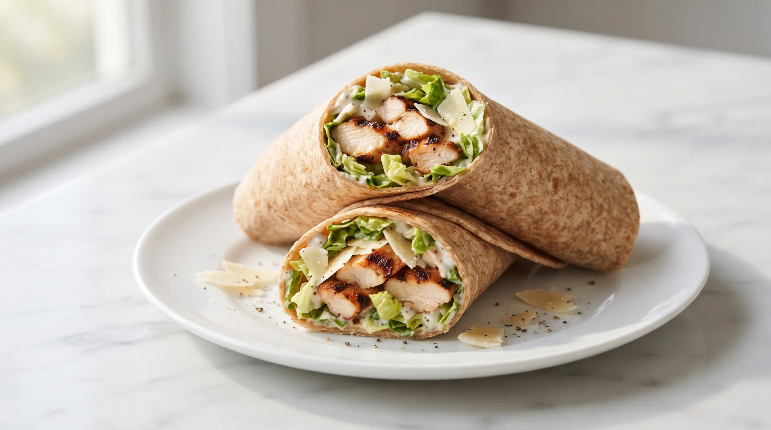 High Protein Chicken Caesar Wrap