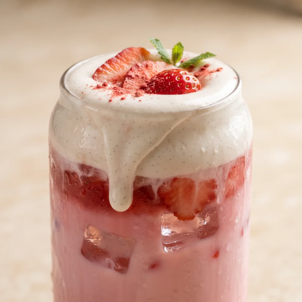 Strawberry Vanilla Cold Foam Drink